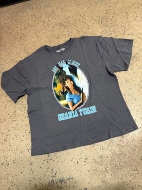 Bravado Shania Twain Graphic Tee - Charcoal Gray with Sky Blue Print